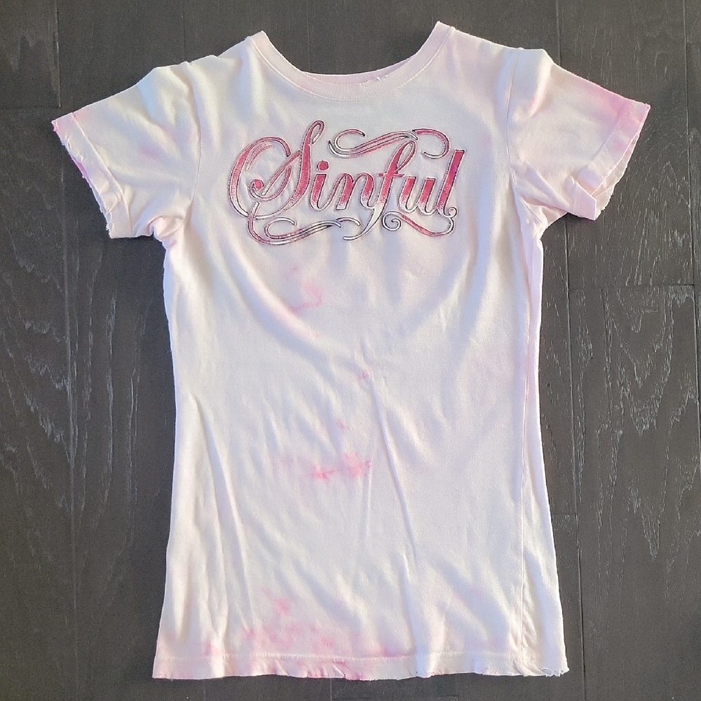 Sinful Light Pink Tee Wirh Foil Accents